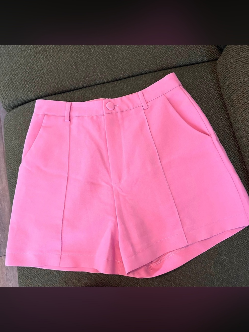 SHEIN Pink High-Rise Tailored Bermuda Shorts